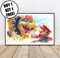 Bowser Vs Mario Ballpoint Pen Print