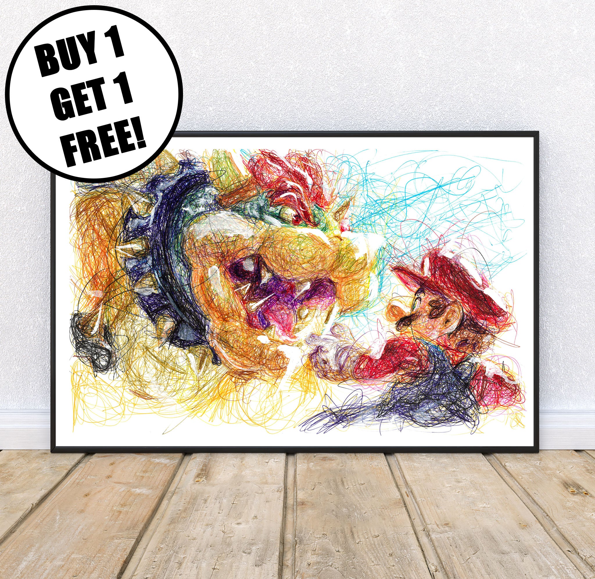 Bowser Vs Mario Ballpoint Pen Print