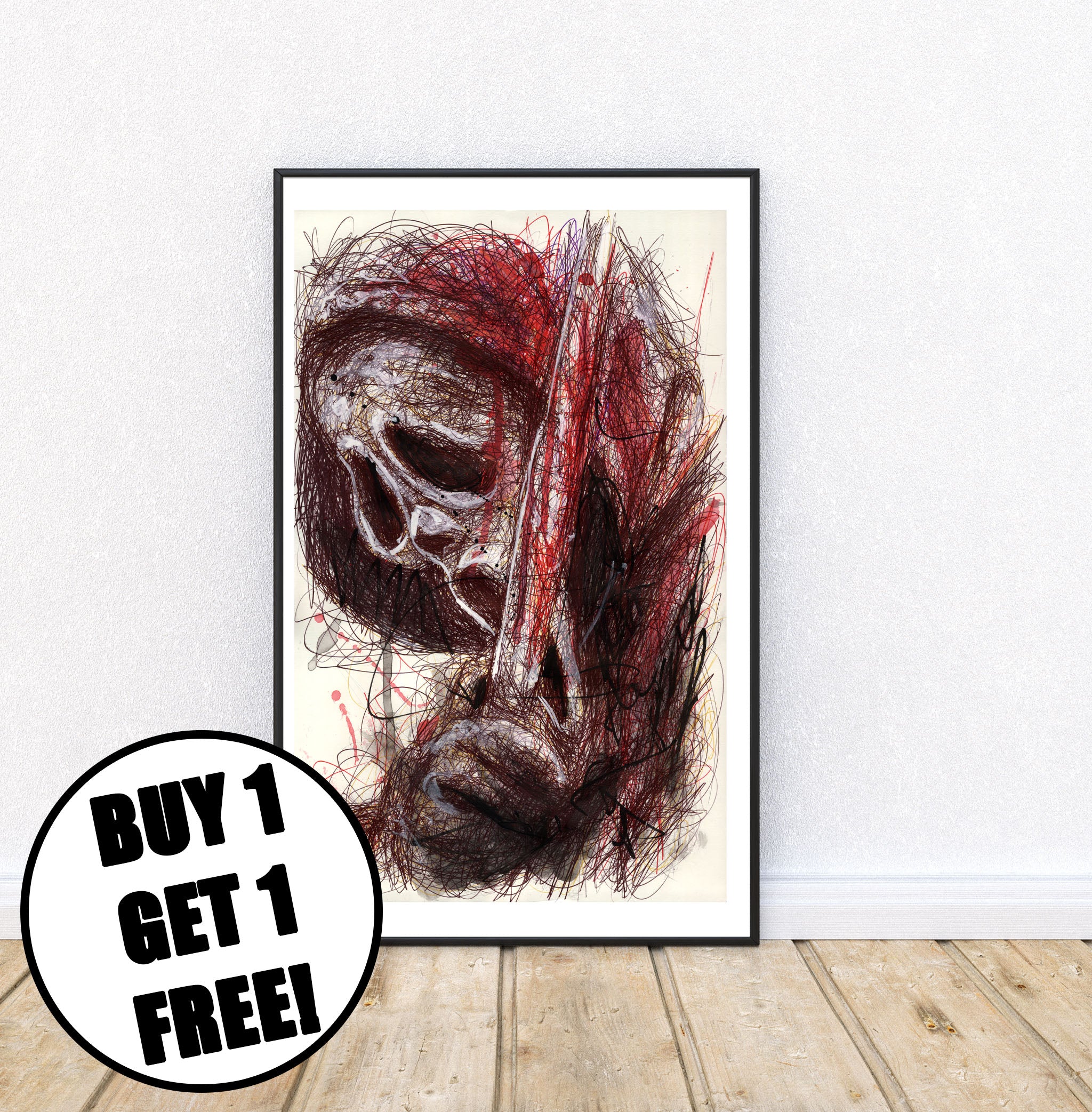Ghost Face Ballpoint Pen Print