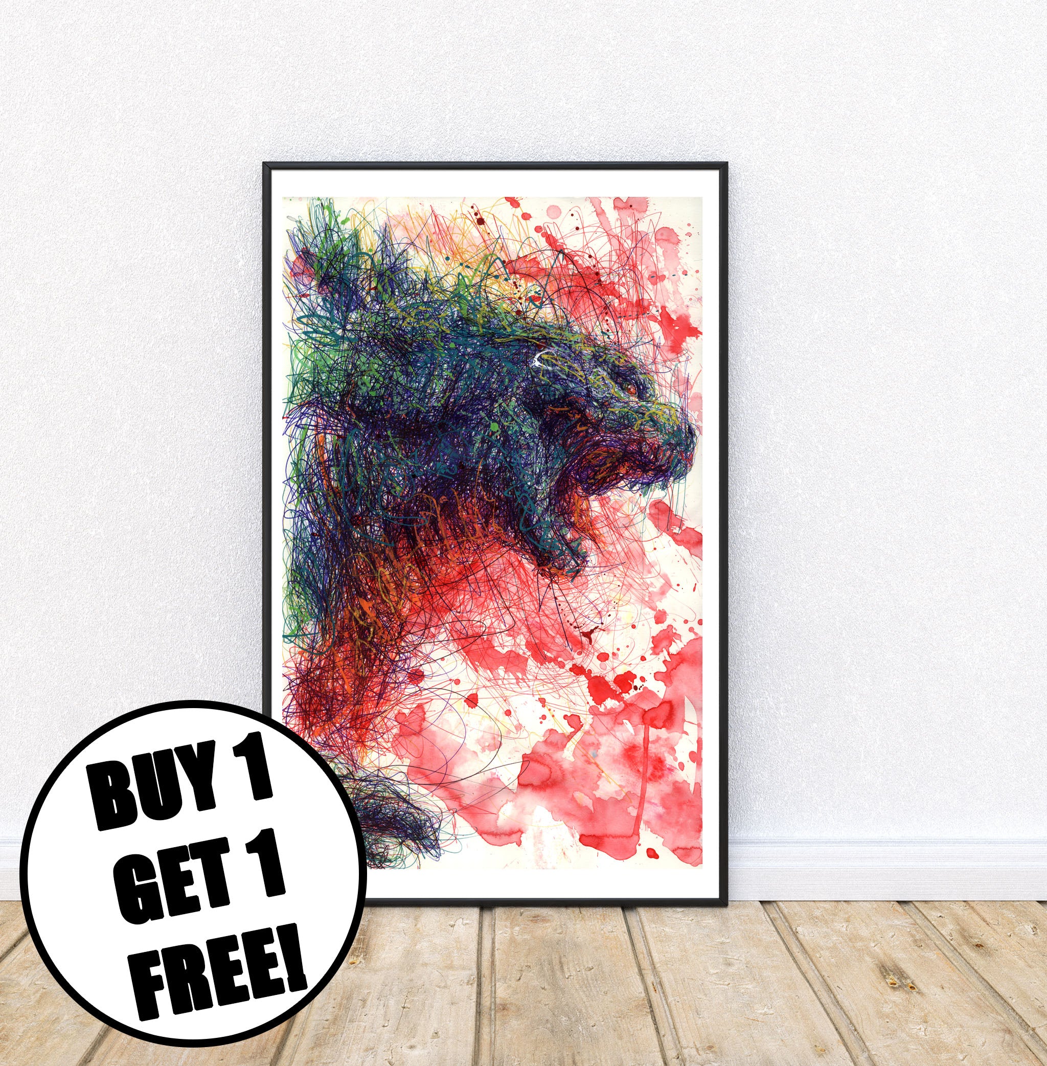 Godzilla Ballpoint Pen Print