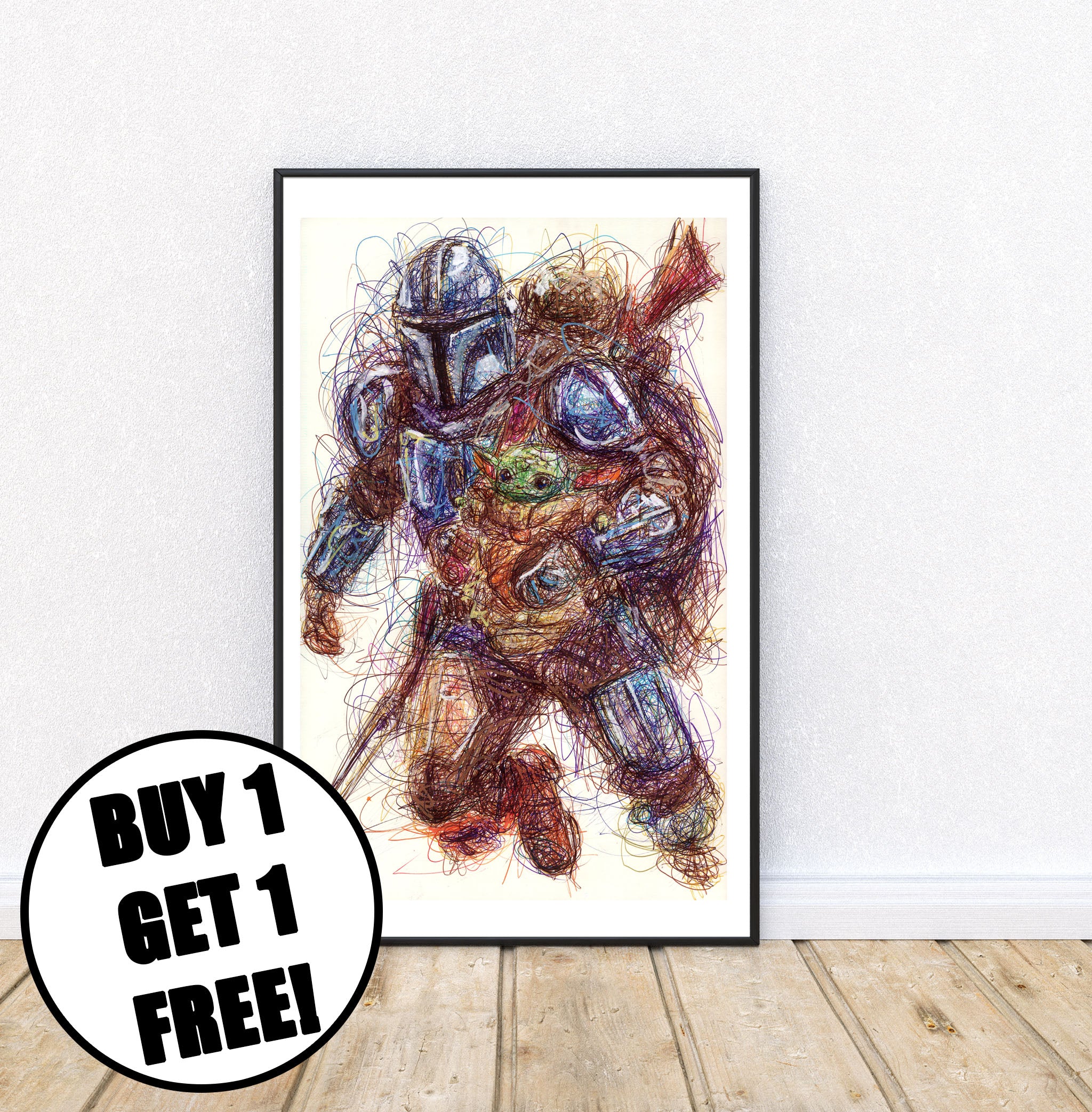 Mandalorian and Grogu Ballpoint Pen Print