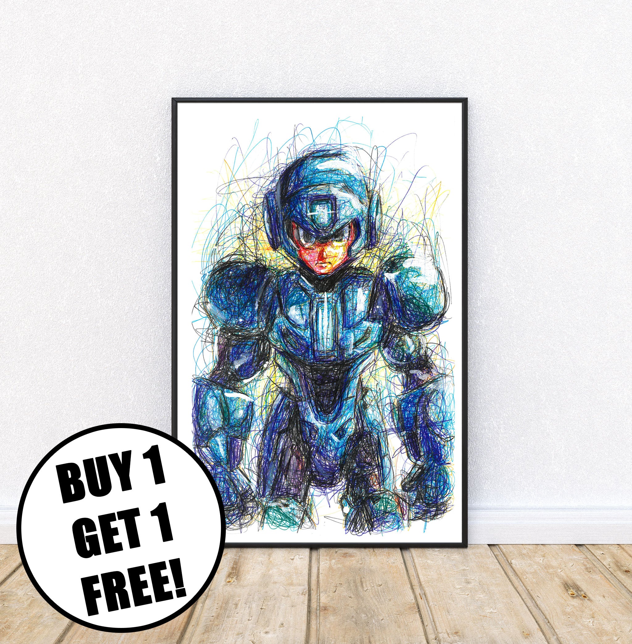 Megaman Ballpoint Pen Print