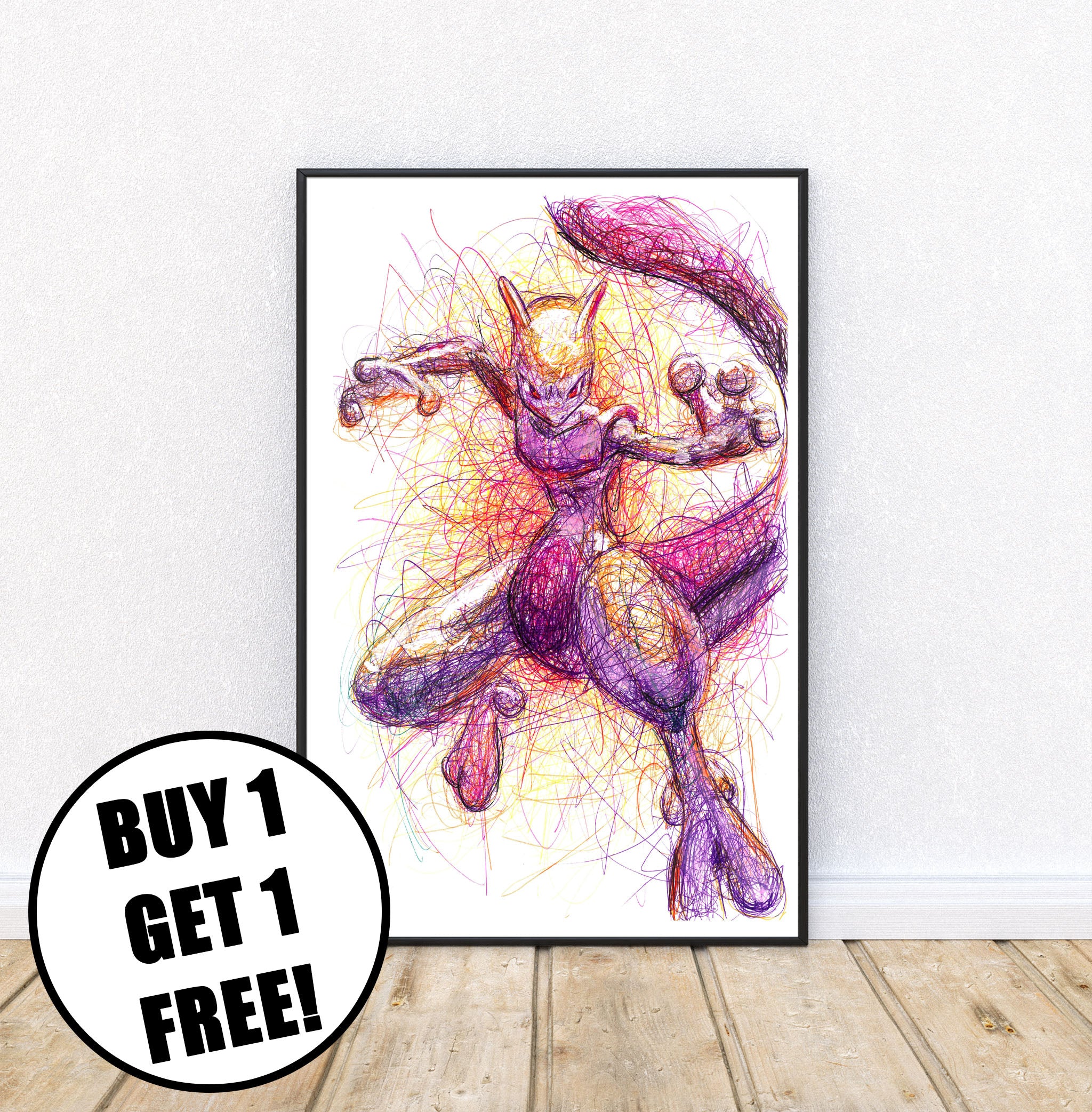 Mewtwo Ballpoint Pen Print