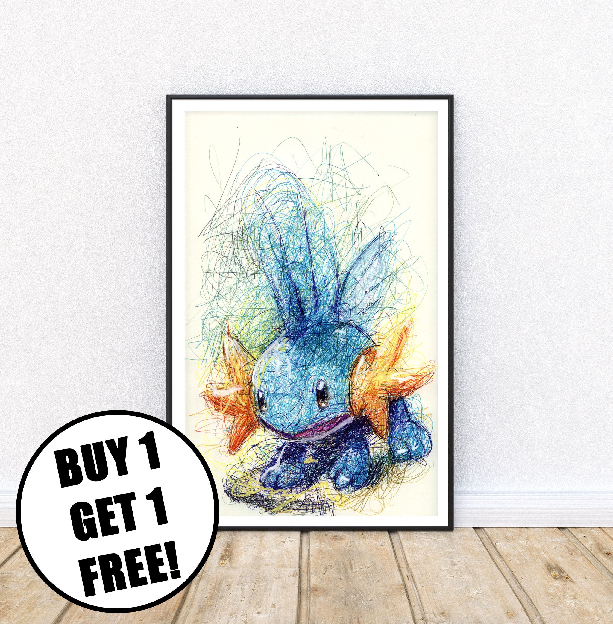 Mudkip Ballpoint Pen Print