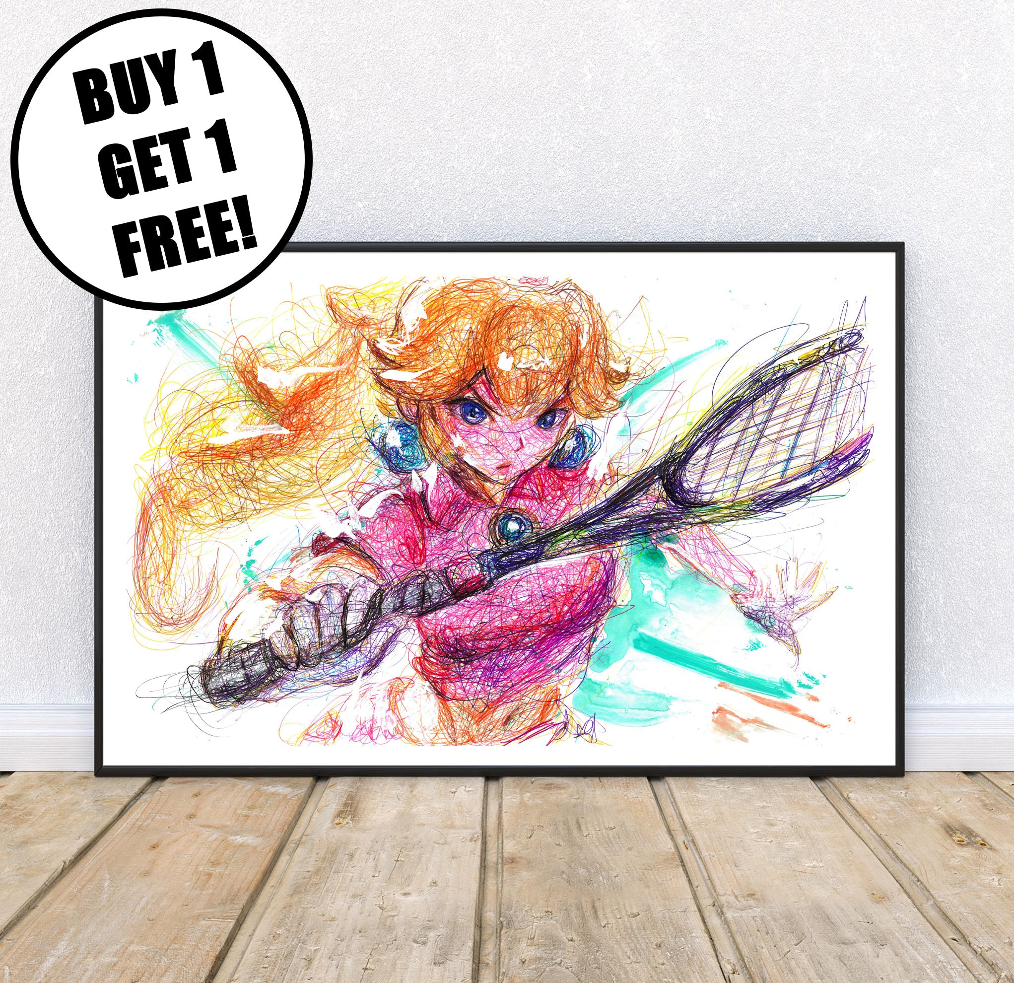 Princess Peach Ballpoint Pen Print